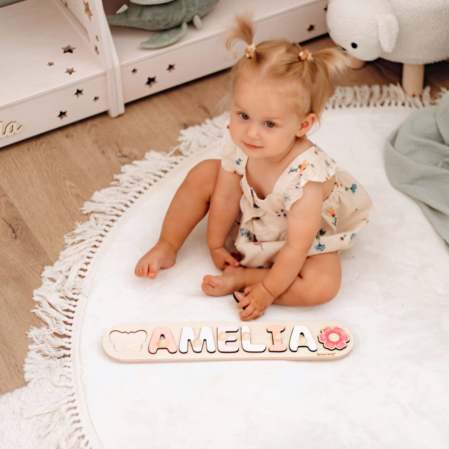 Custom Montessori Wooden Name Puzzle for Toddlers – Educational Toy with Pegs