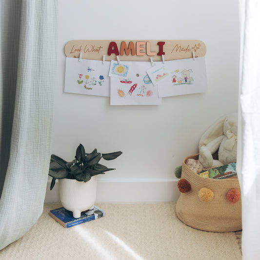 Look What I Made – Personalized Montessori Art Display for Kids | Educational Toy & Kids Room Decor