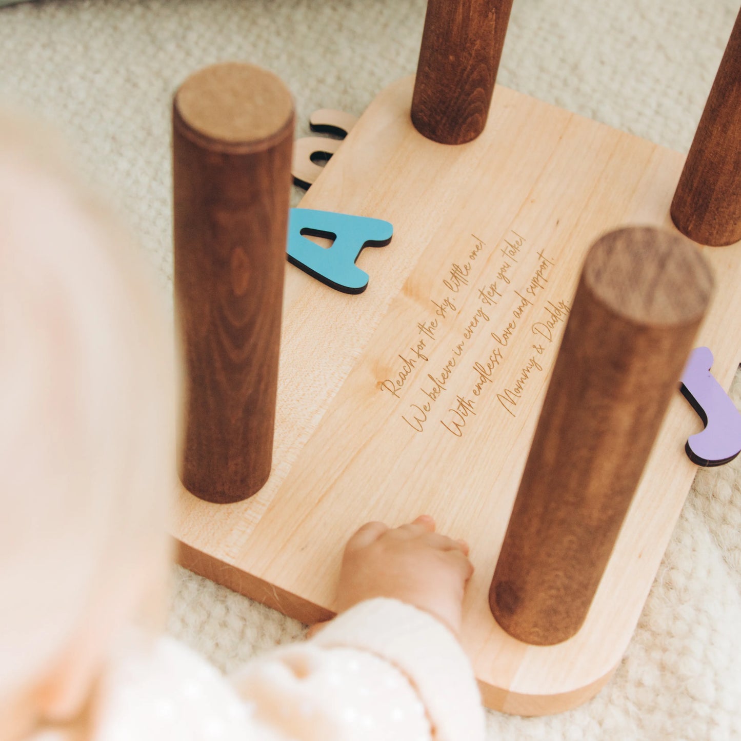 Personalized Toddler Step Stool with Name – Wooden Nursery Stool with Heart & Butterfly
