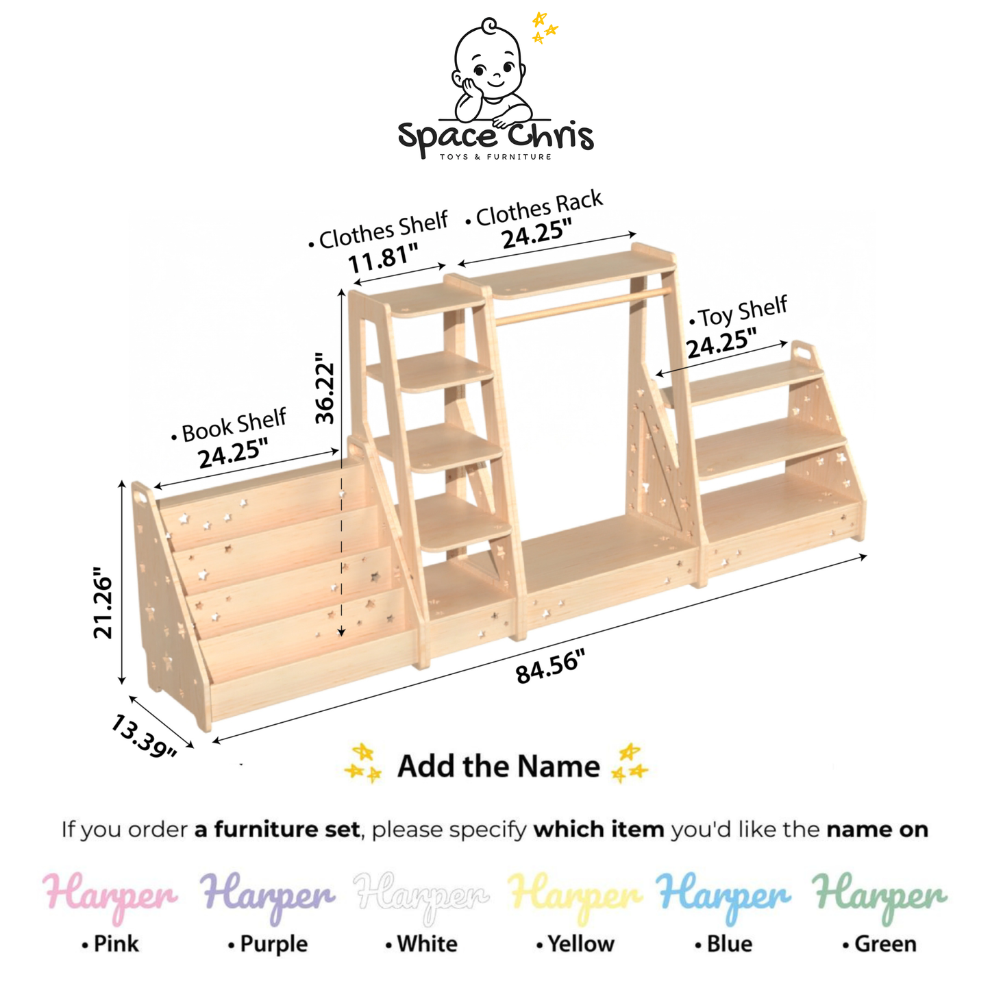 Wooden Kids’ Room Furniture in Soft Pastel Colors – Shelves & Storage