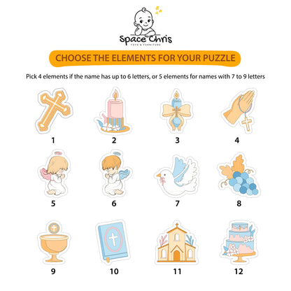 Christening icon options for personalized baptism name puzzle