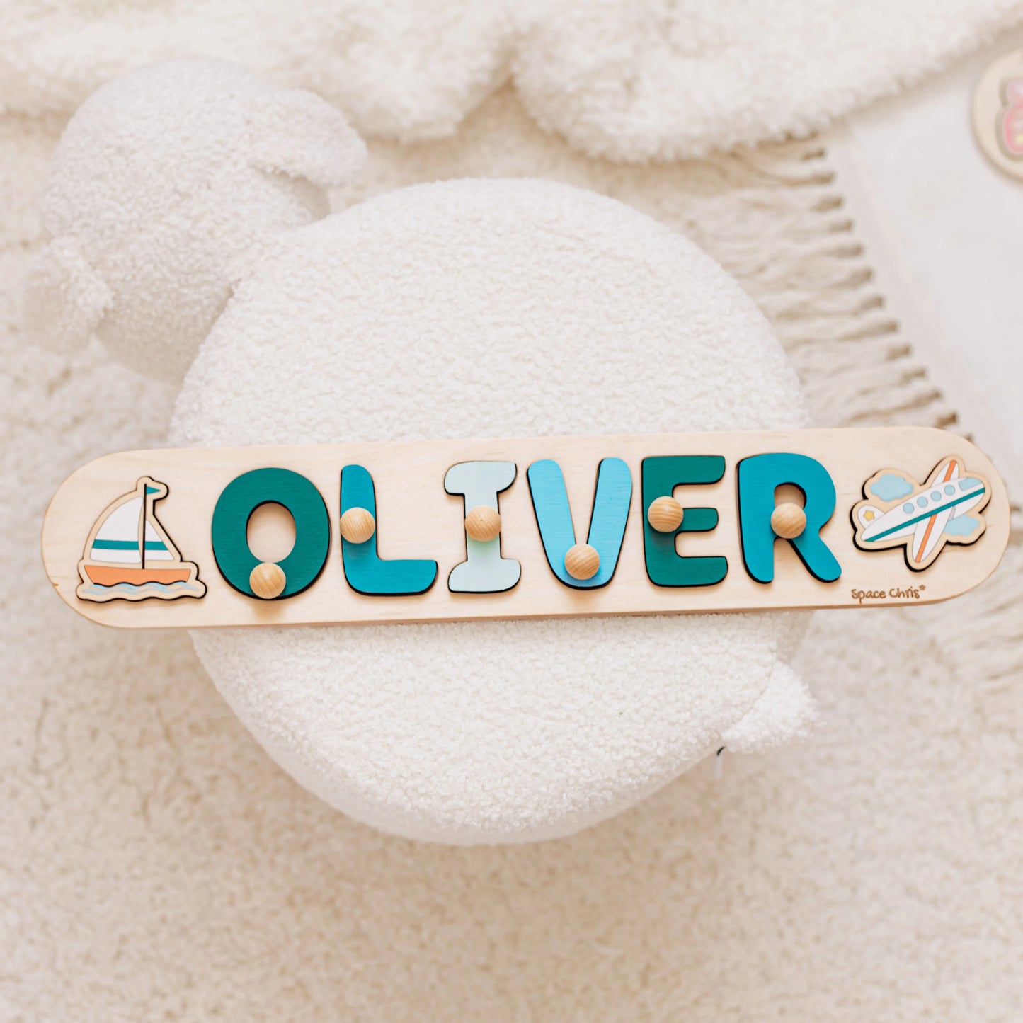 Custom Montessori Wooden Name Puzzle for Toddlers – Educational Toy with Pegs