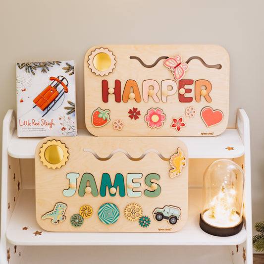 Personalized Montessori Busy Board – Wooden Sensory Toy for Toddlers | Educational Fine Motor Skills Activity Board | Montessori Gift