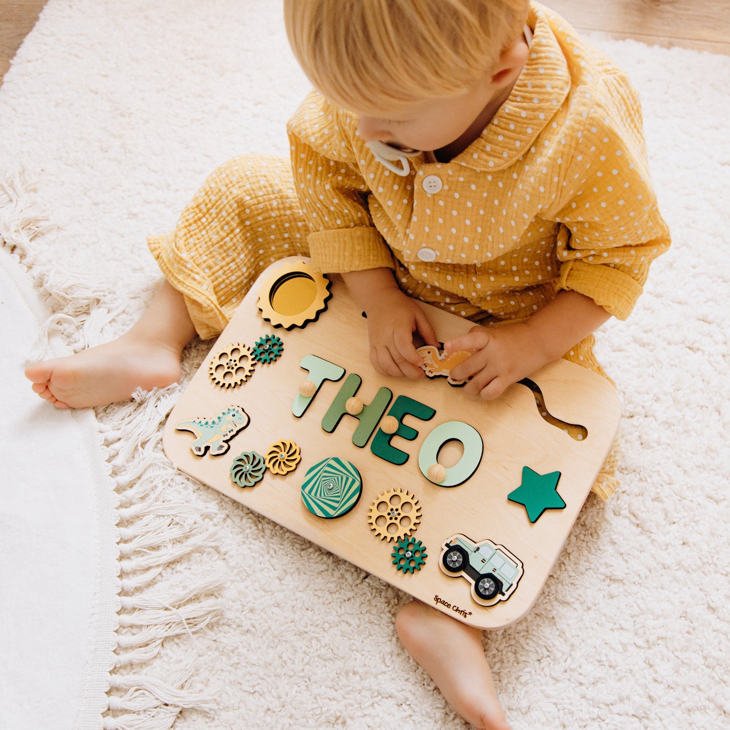 Personalized Montessori Busy Board – Wooden Sensory Toy for Toddlers | Educational Fine Motor Skills Activity Board | Montessori Gift
