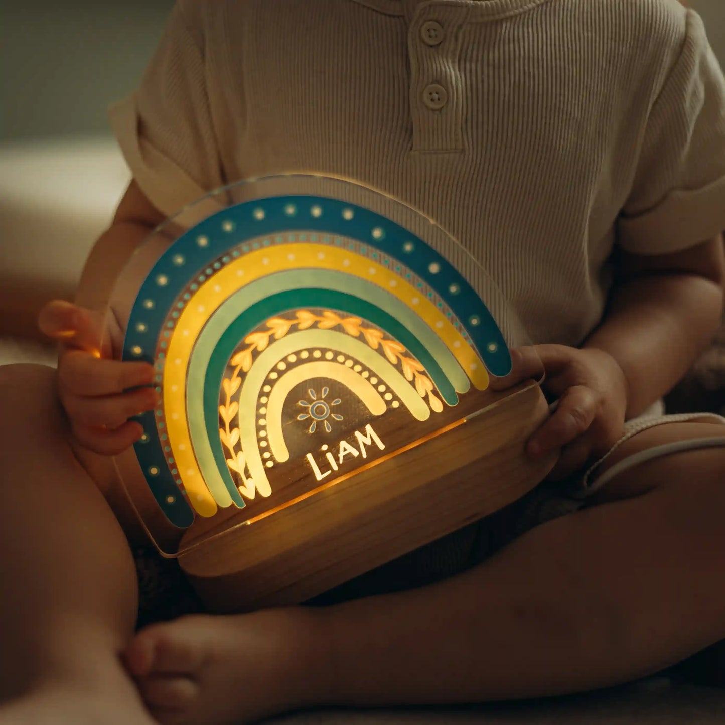 Personalized Wooden Night Light with Name – Custom Kids Nursery Lamp