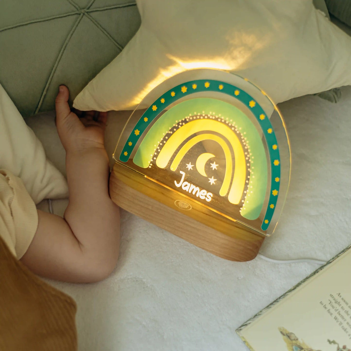 Personalized Wooden Night Light with Name – Custom Kids Nursery Lamp