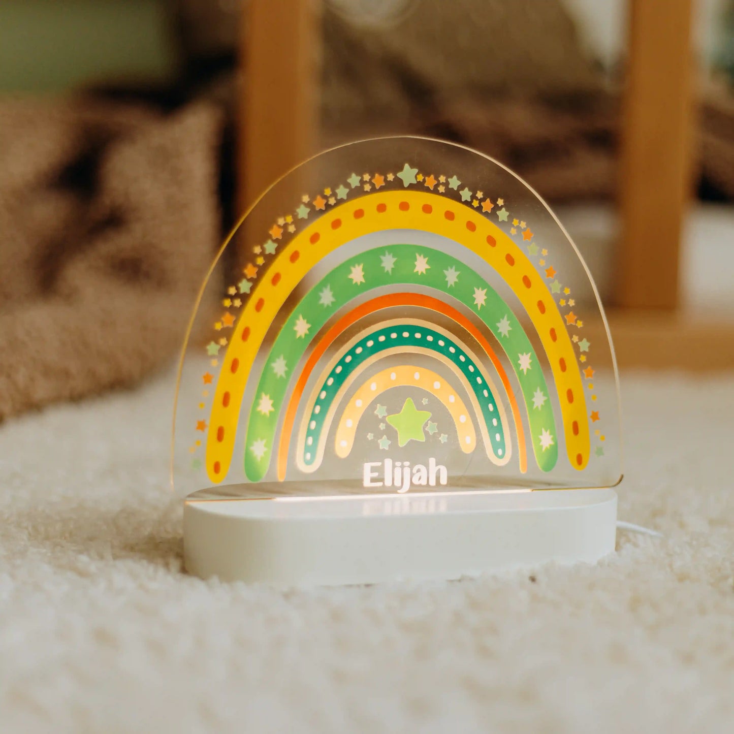 Personalized Wooden Night Light with Name – Custom Kids Nursery Lamp