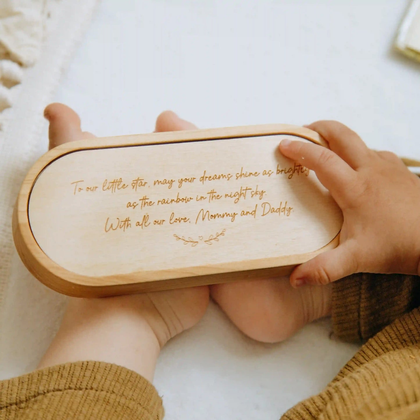 Personalized Wooden Night Light with Name – Custom Kids Nursery Lamp