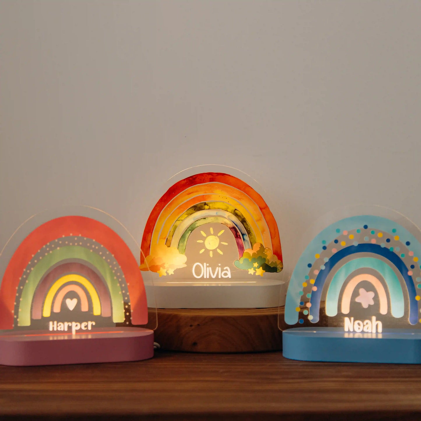 Personalized Wooden Night Light with Name – Custom Kids Nursery Lamp