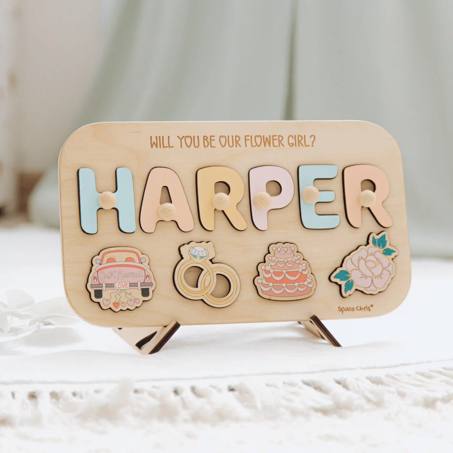 Flower Girl Proposal Puzzle – Personalized Name Puzzle Board | Wedding Party Gift