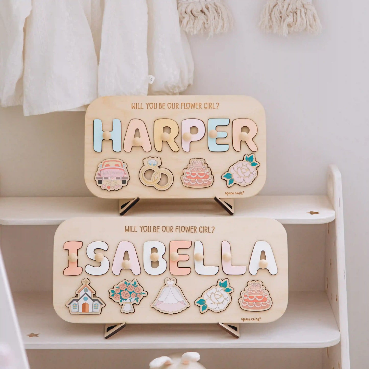 Flower Girl Proposal Puzzle – Personalized Name Puzzle Board | Wedding Party Gift