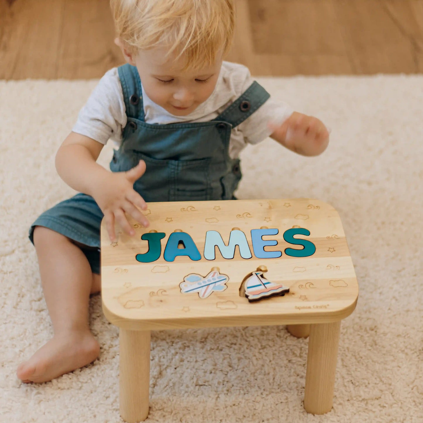 Personalized Baby Name Stool • First Christmas & 2nd Birthday Gift • Girls Nursery Decor Furniture