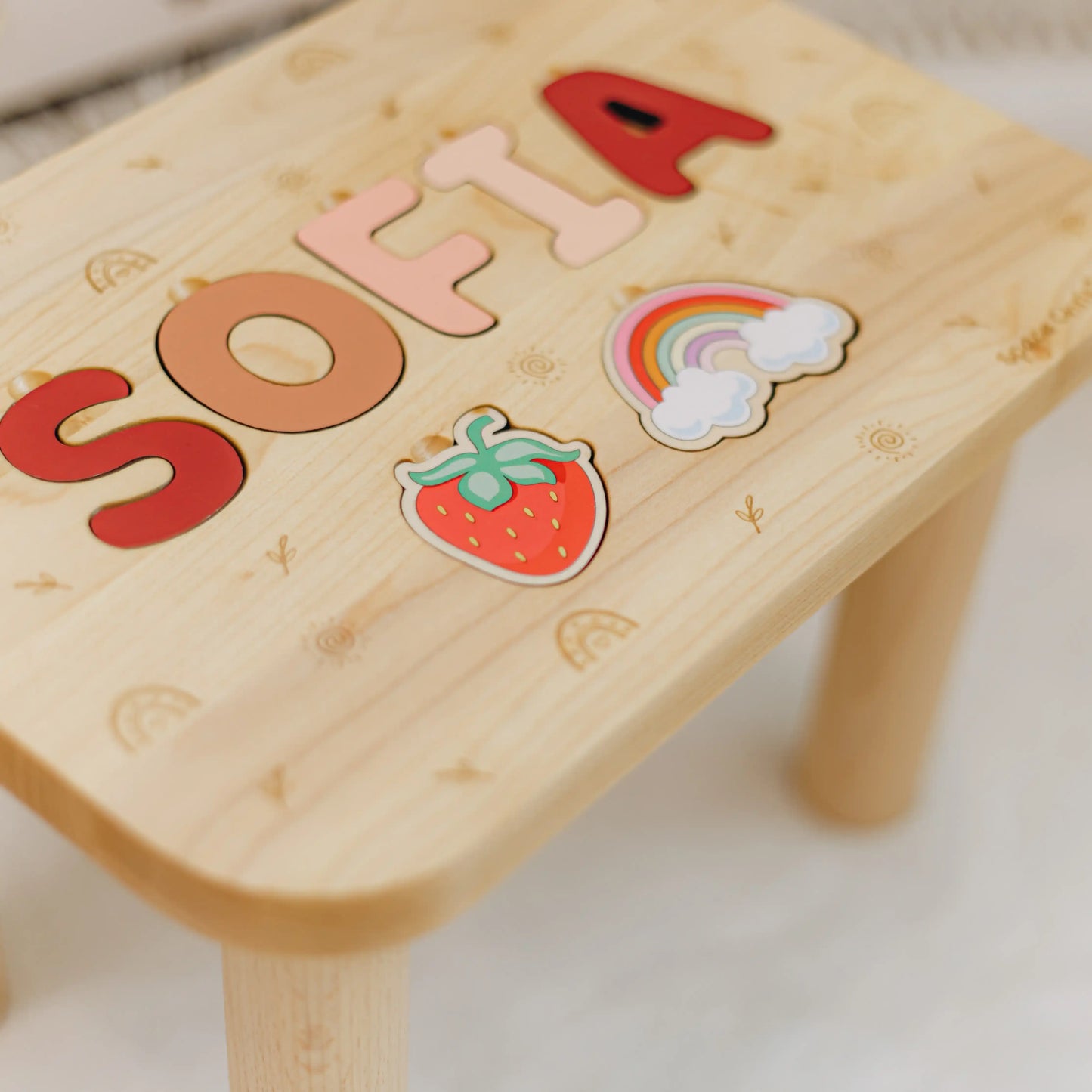 Personalized Baby Name Stool • First Christmas & 2nd Birthday Gift • Girls Nursery Decor Furniture