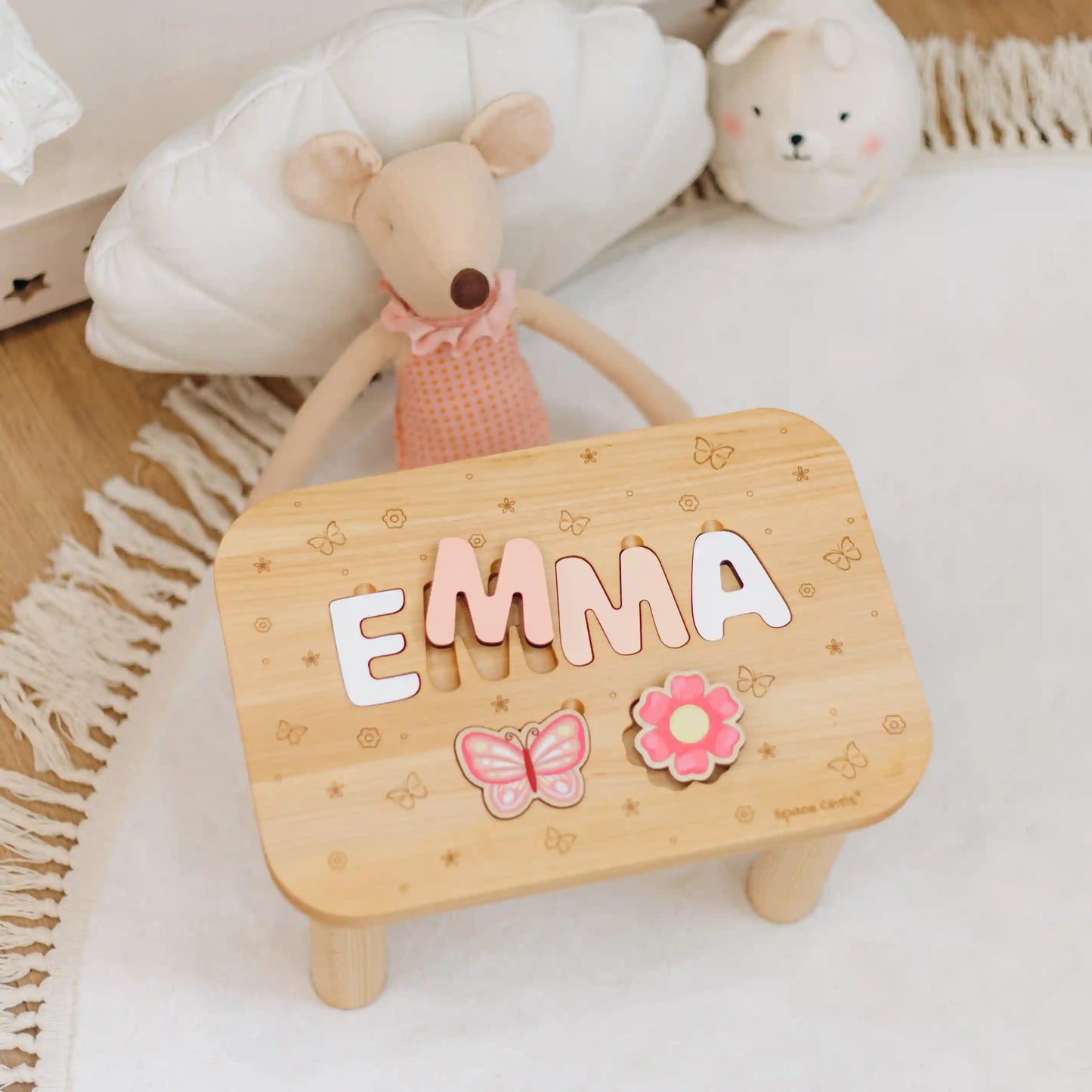 Personalized Baby Name Stool • First Christmas & 2nd Birthday Gift • Girls Nursery Decor Furniture