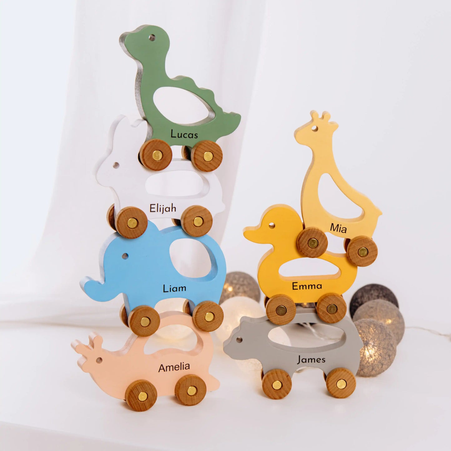 Colored Montessori Toy Animals – Personalized Baby Gift, Sensory Toddler Toys, Custom Baby Shower Present for Niece & Nephew