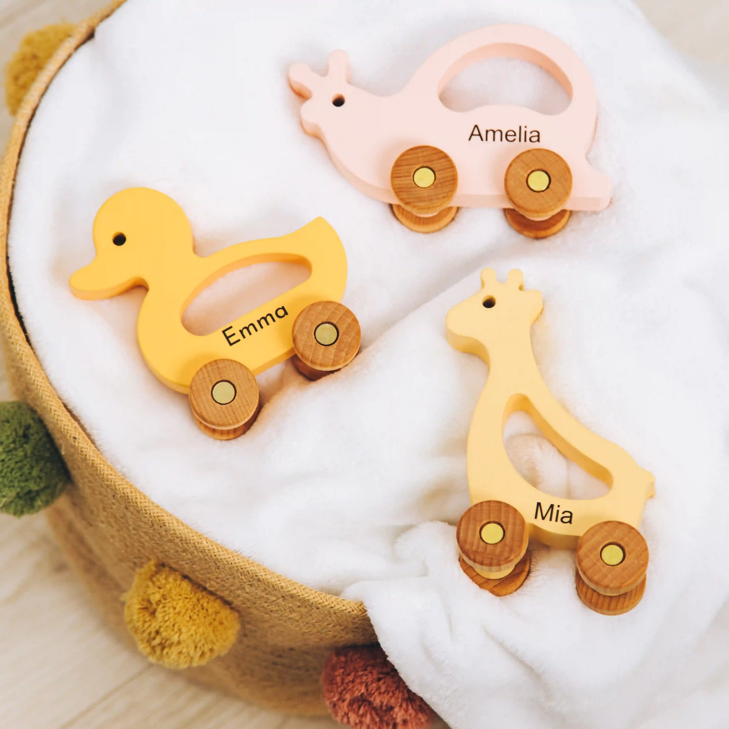Colored Montessori Toy Animals – Personalized Baby Gift, Sensory Toddler Toys, Custom Baby Shower Present for Niece & Nephew