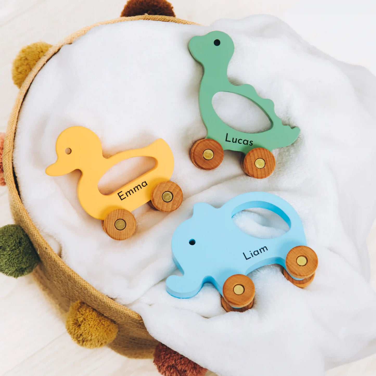 Colored Montessori Toy Animals – Personalized Baby Gift, Sensory Toddler Toys, Custom Baby Shower Present for Niece & Nephew