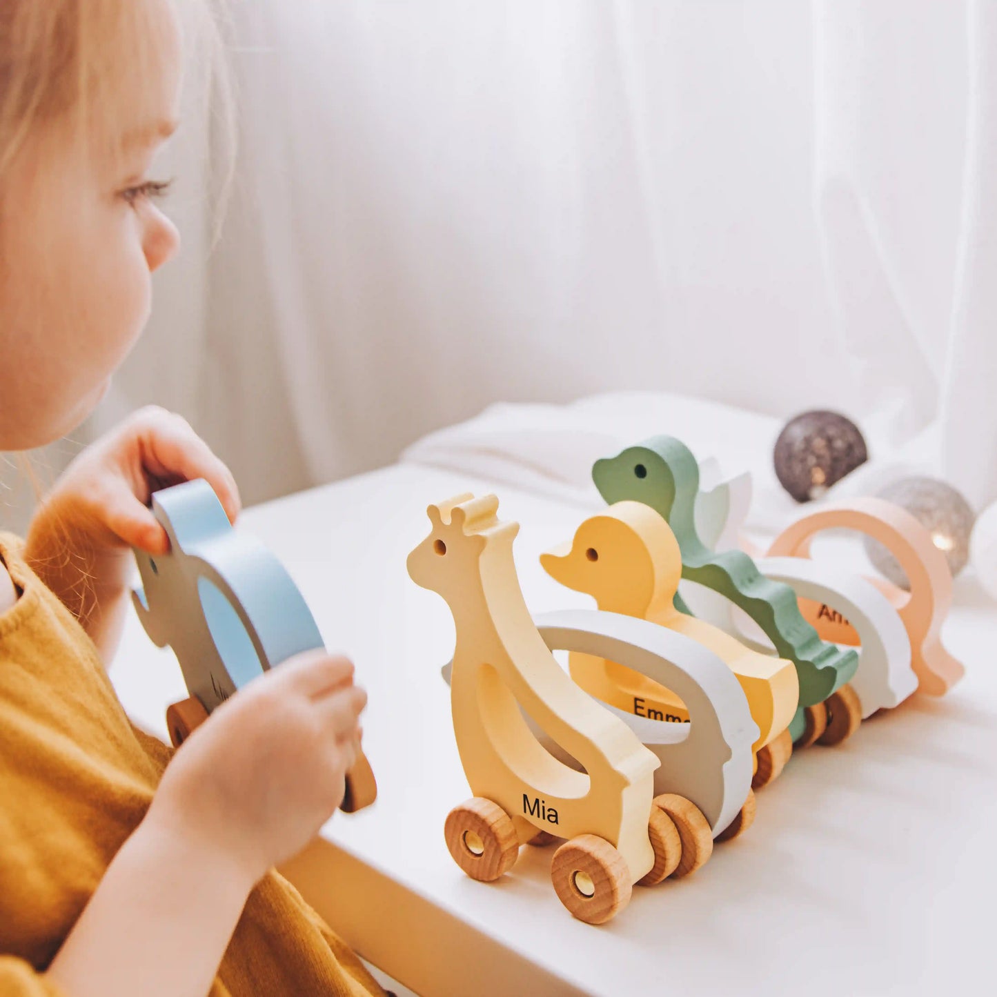 Colored Montessori Toy Animals – Personalized Baby Gift, Sensory Toddler Toys, Custom Baby Shower Present for Niece & Nephew