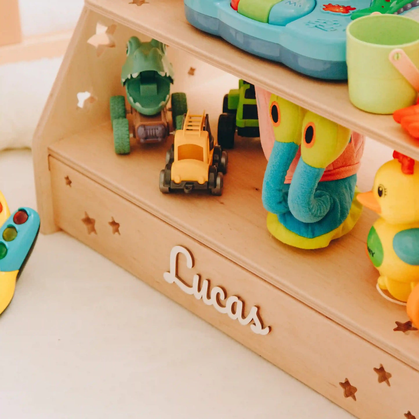 Montessori Toy Storage Organizer for Toddler Playroom – Wooden Shelves & Bins, Kids Room Furniture, Playroom Storage for Children