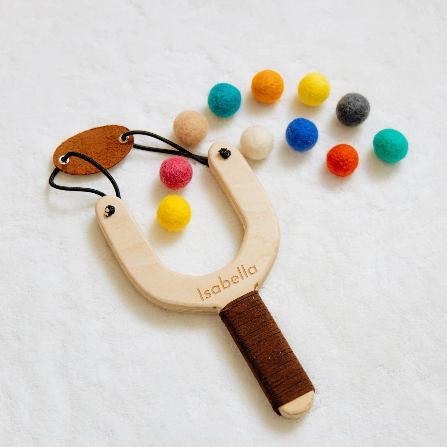 Handmade Wooden Slingshot with Felt Balls – Unique Outdoor Toy for Boys, Perfect Birthday Gift, Natural Wood, Fun Toddler & Kids Toy