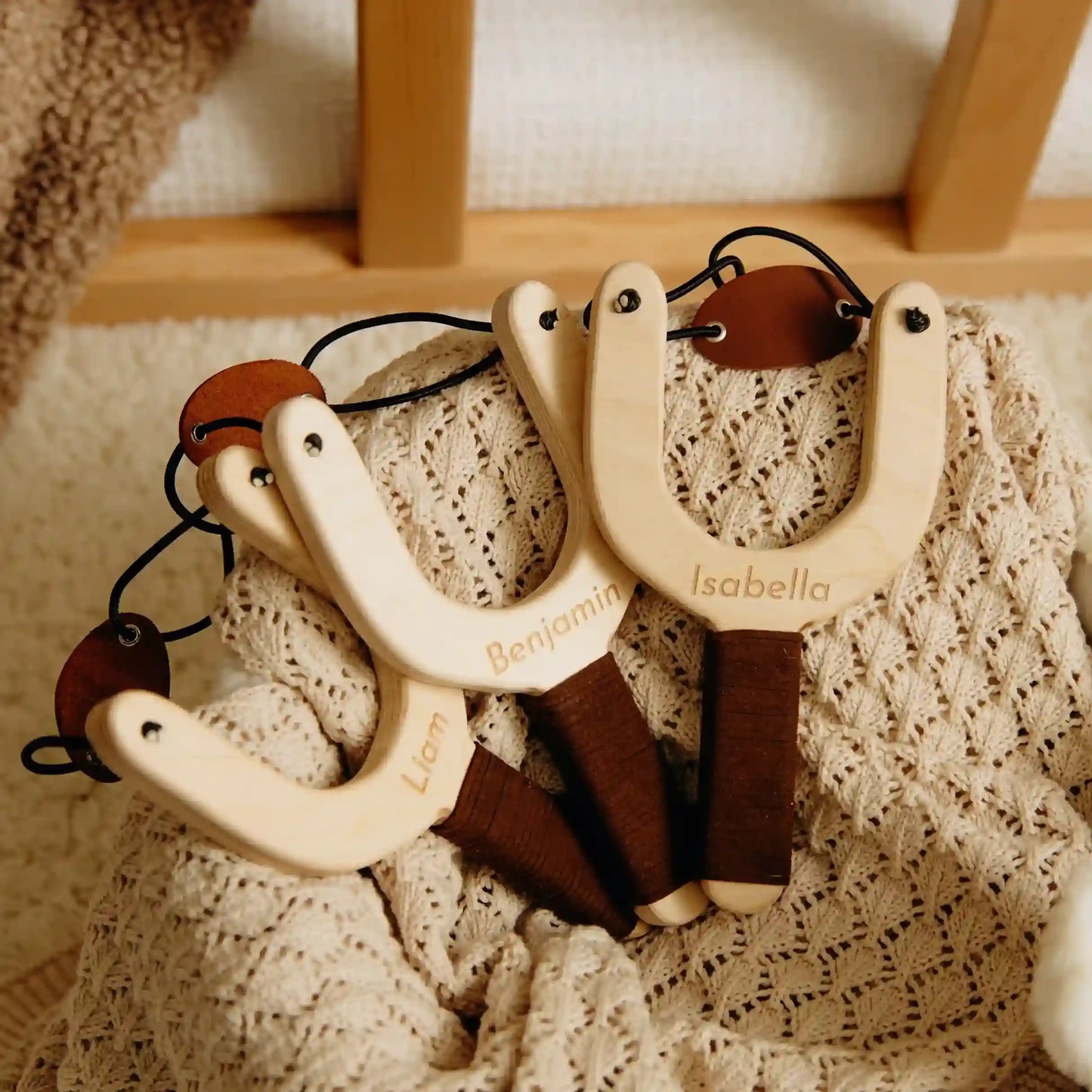 Handmade Wooden Slingshot with Felt Balls – Unique Outdoor Toy for Boys, Perfect Birthday Gift, Natural Wood, Fun Toddler & Kids Toy