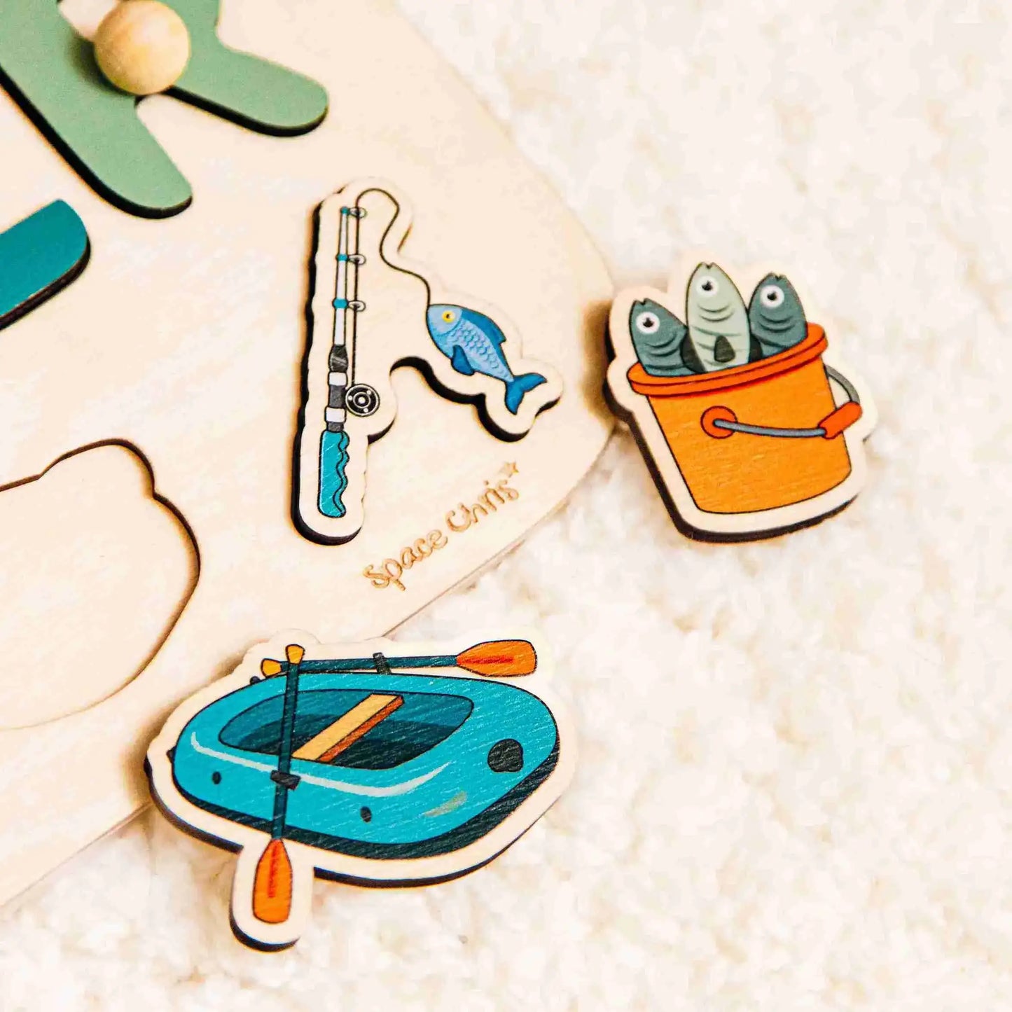 Personalized Wooden Name Puzzle for Boys – Fishing Theme, Educational Toy for Kids Ages 3–6, Custom Birthday Gift