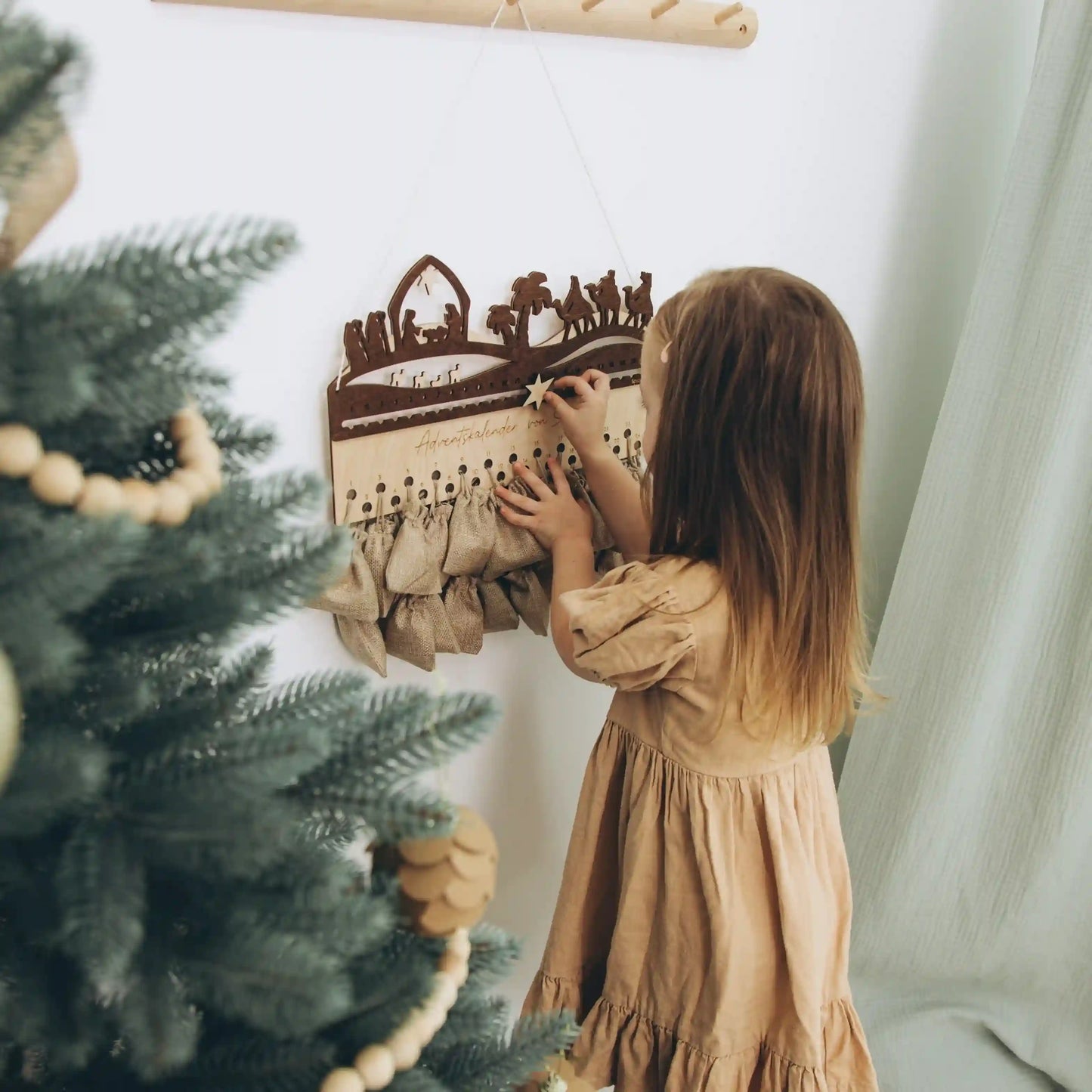 Personalized Hanging Advent Calendar for Kids – Christmas Countdown Wall Decor