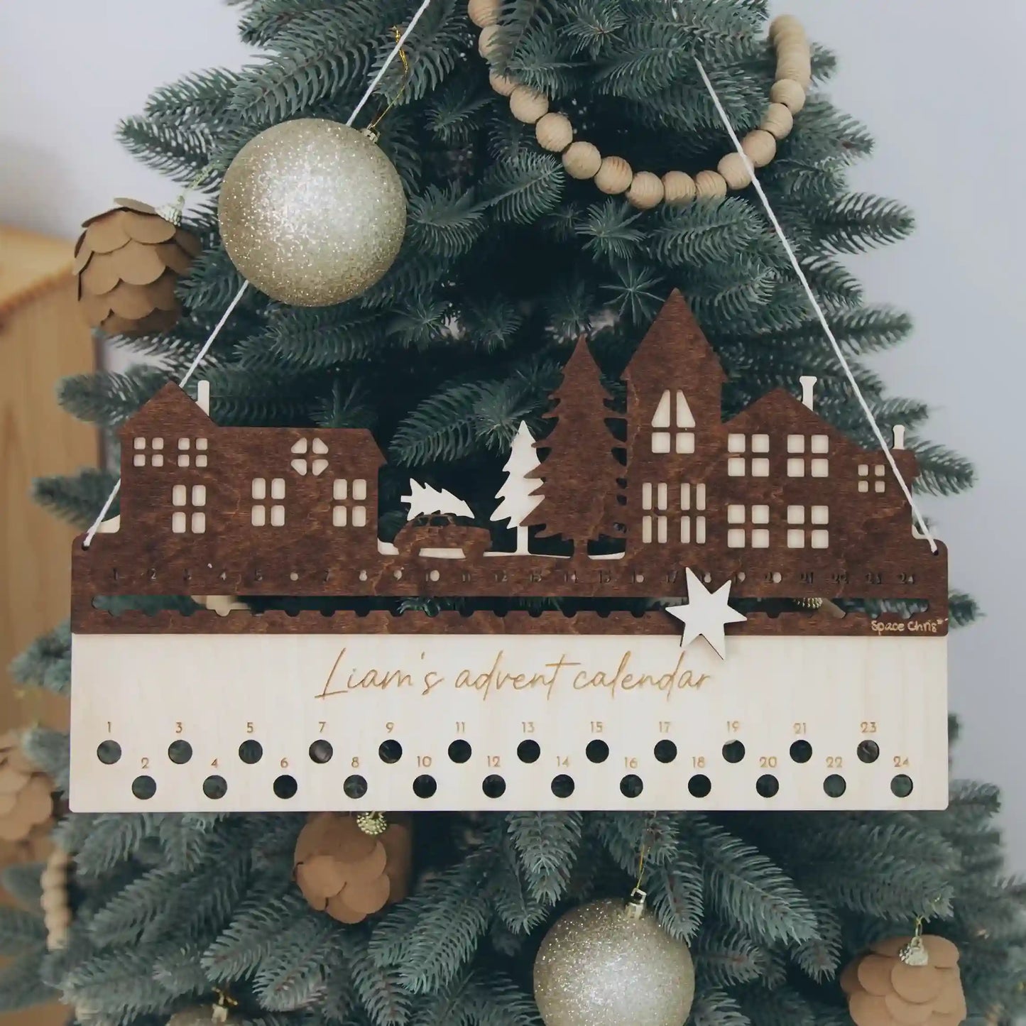 Personalized Hanging Advent Calendar for Kids – Christmas Countdown Wall Decor