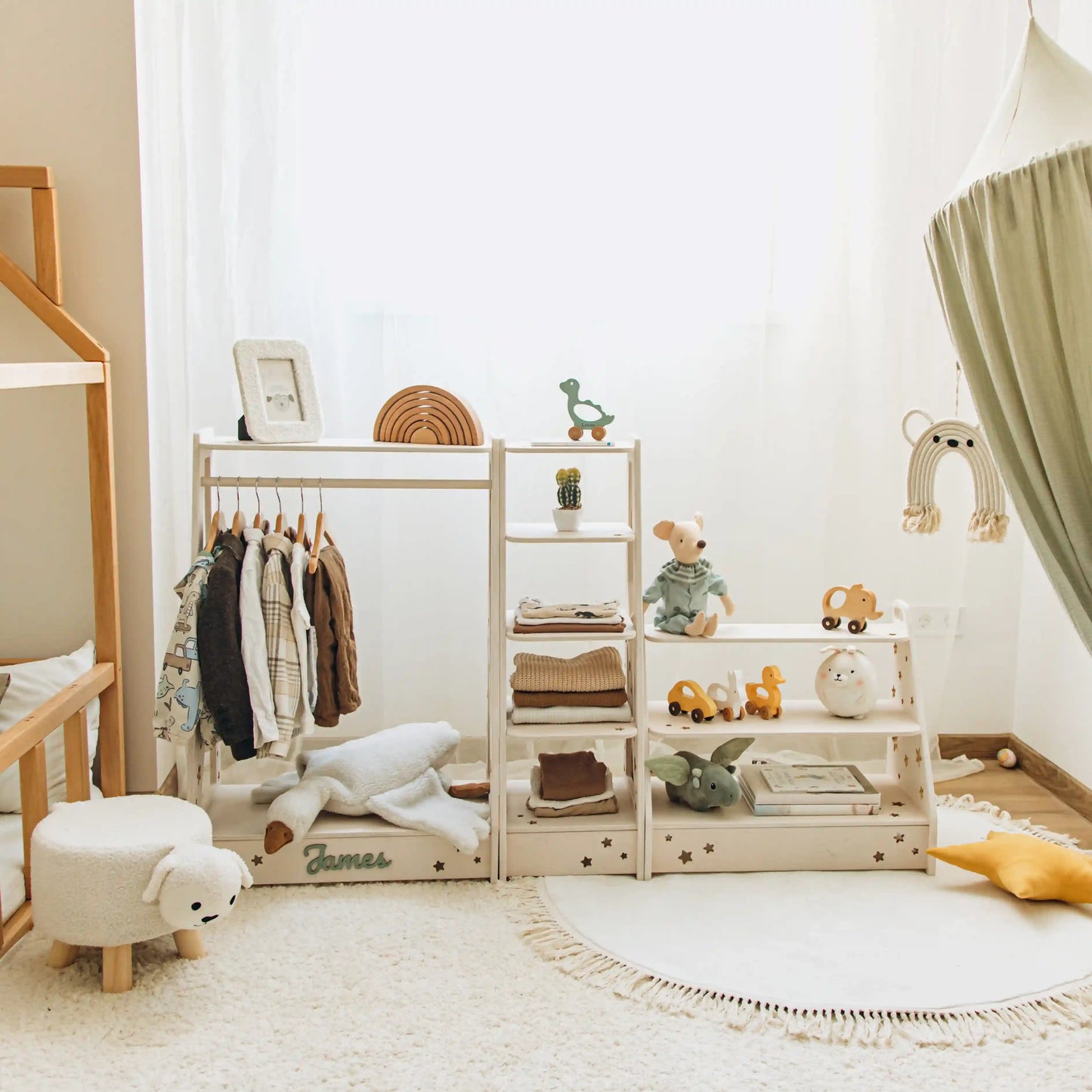 Wooden Kids’ Room Furniture in Soft Pastel Colors – Shelves & Storage