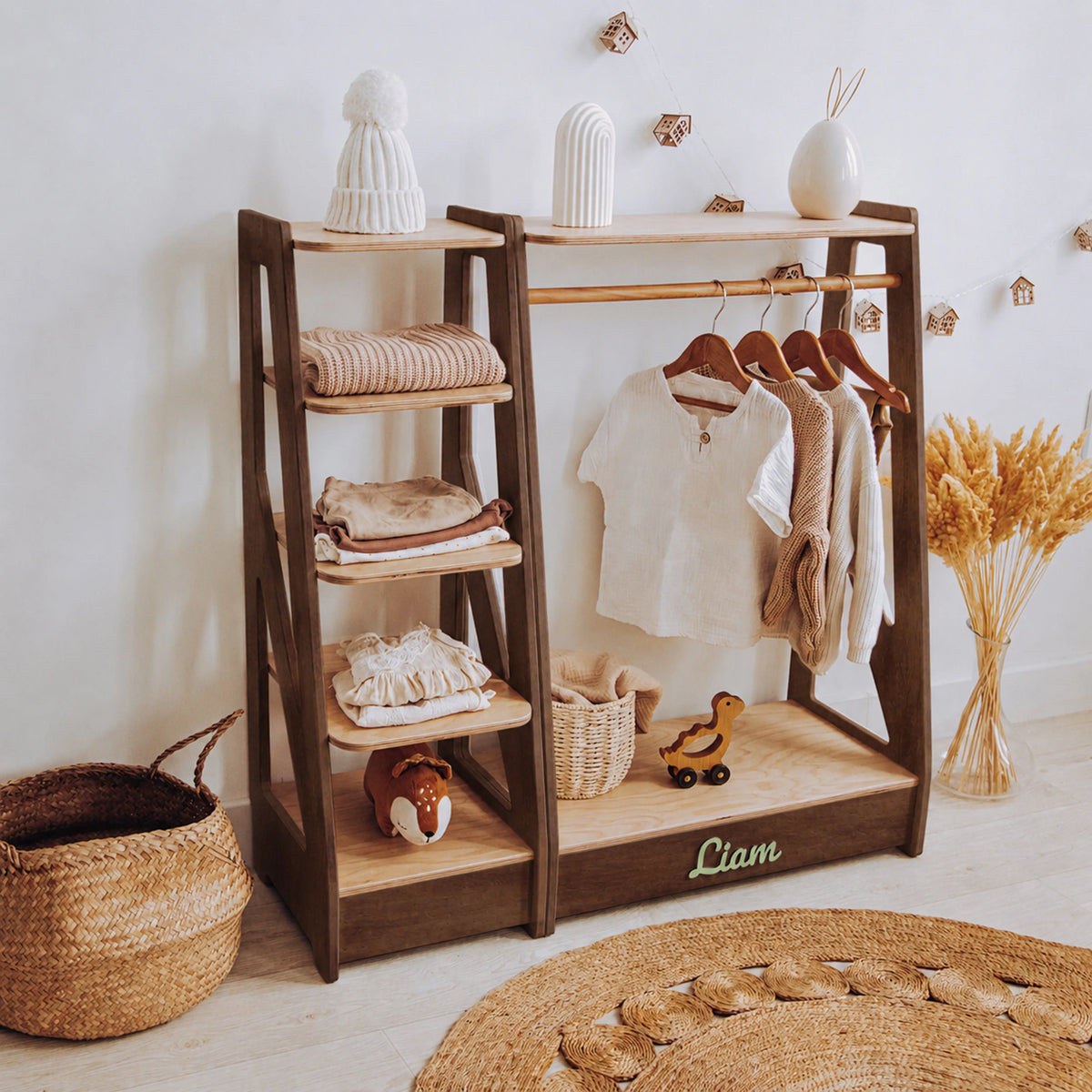 Montessori Kids' Clothing Rack & Shelf Set – Personalized Wardrobe
