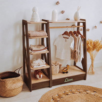 Montessori Kids' Clothing Rack & Shelf Set – Personalized Wardrobe