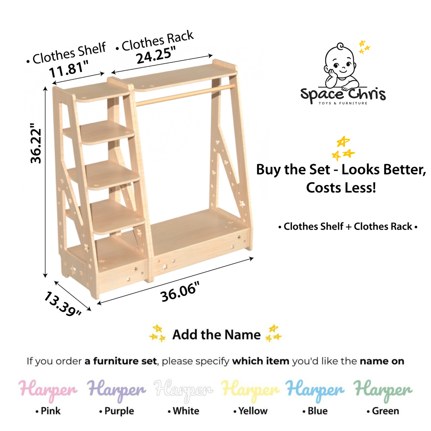 Wooden Kids’ Room Furniture in Soft Pastel Colors – Shelves & Storage