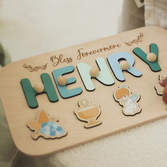 Personalized Name Puzzle Baptism Gift – Custom Christening, Dedication, or Godchild Keepsake Christian Baby Gift