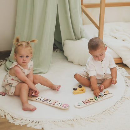 Personalized Wooden Name Puzzle for Toddlers – Montessori Educational Toy & Nursery Keepsake