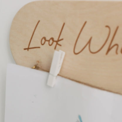 Personalized Look What I Made Sign – Wooden Kids Art Display