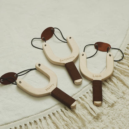 Handmade Wooden Slingshot with Felt Balls – Unique Outdoor Toy for Boys, Perfect Birthday Gift, Natural Wood, Fun Toddler & Kids Toy