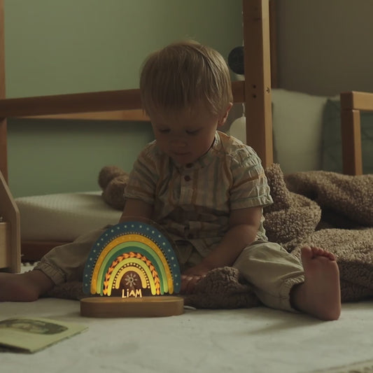 Personalized Wooden Night Light with Name – Custom Kids Nursery Lamp